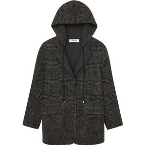 THAKOON Addition NEW Wool Blend Gray Melange Hooded Blazer Coat Jacket Size L